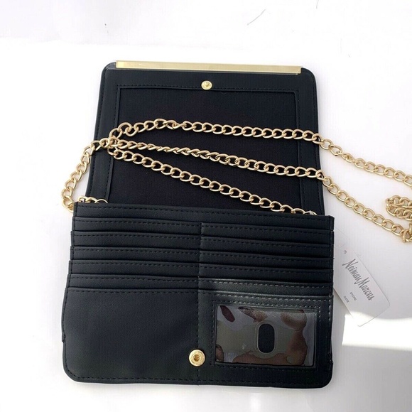 New Neiman Marcus PU Leather Black Crossbody Bag - Picture 8 of 9